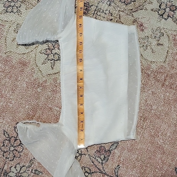 Yilibasha White Full Sheer Sleeve Side Zip Swiss Dot Boho Crop Top - Size S - Picture 11 of 15